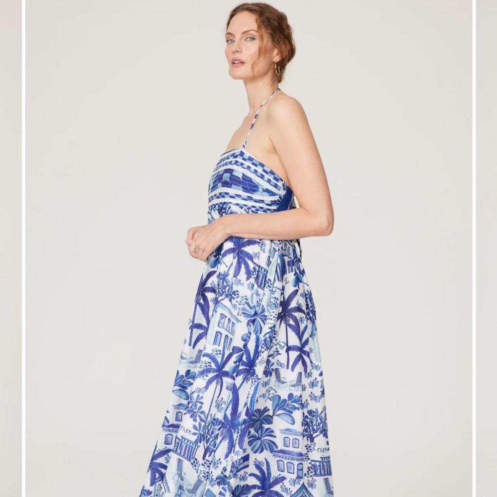 Blue Printed Tie-Strap Maxi Dress - Picture 7 of 16